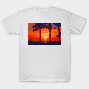 Sunset Between Two Palm Trees T-Shirt